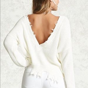 🌟F21 Oversized Ribbed Distressed-Trim Sweater🌟